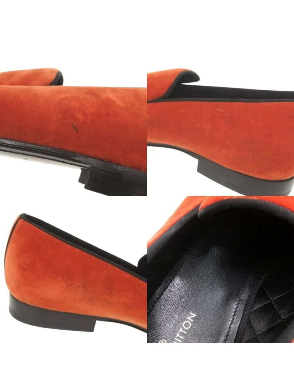 Louis Vuitton Auteuil Velour 6.5 Orange Loafers Opera Shoes Flat